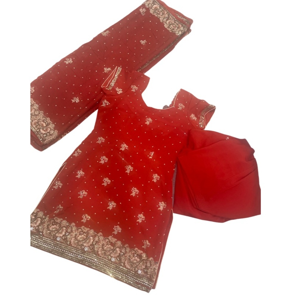 Burnt orange punjabi Salwar suit - Indian outfit - excellent condition